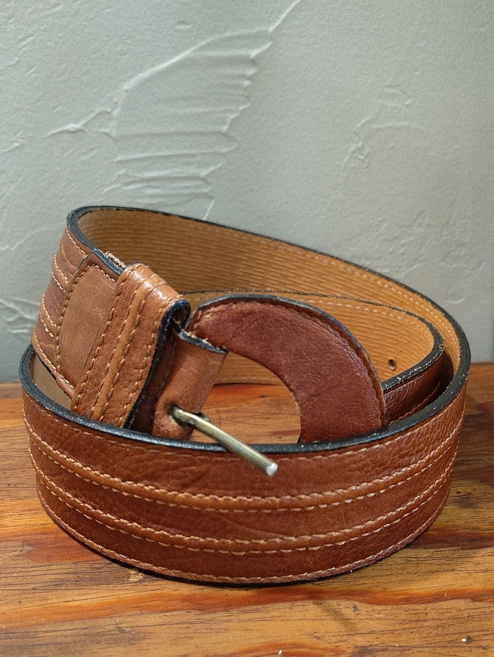 Aimee Lynn Leather Brown With Stitching Belt 41"
